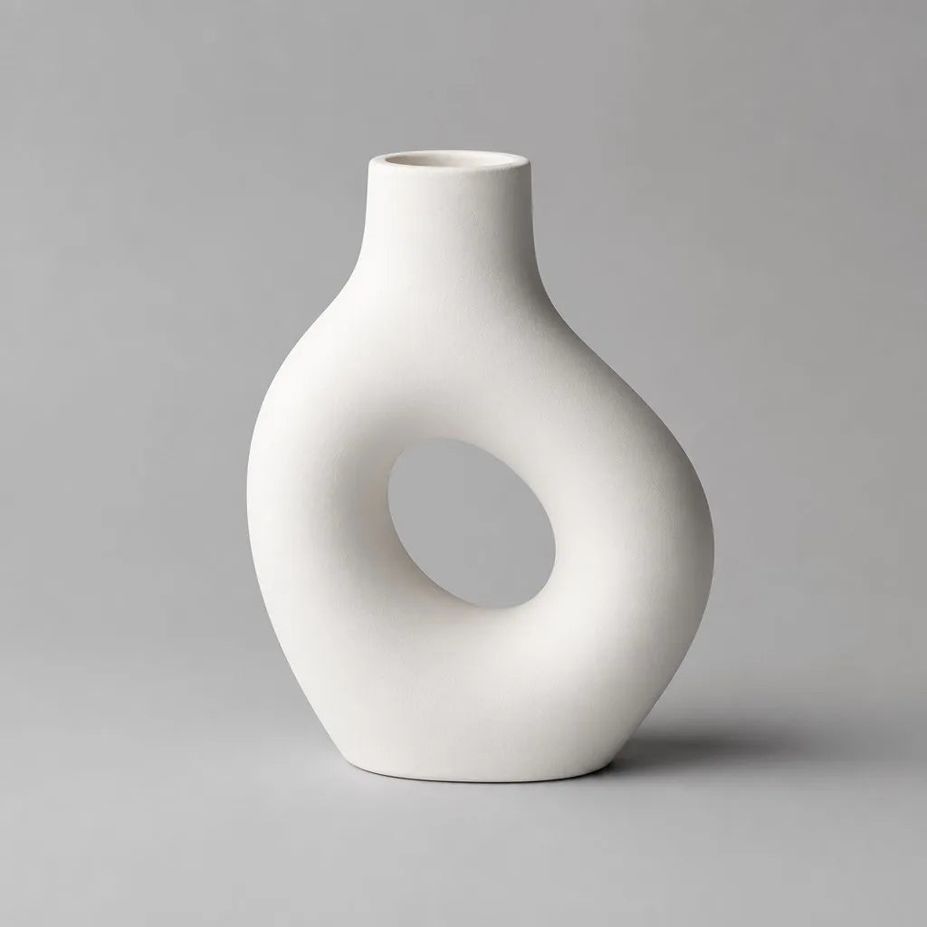 Nordic Minimalist Ceramic Vase - Front View