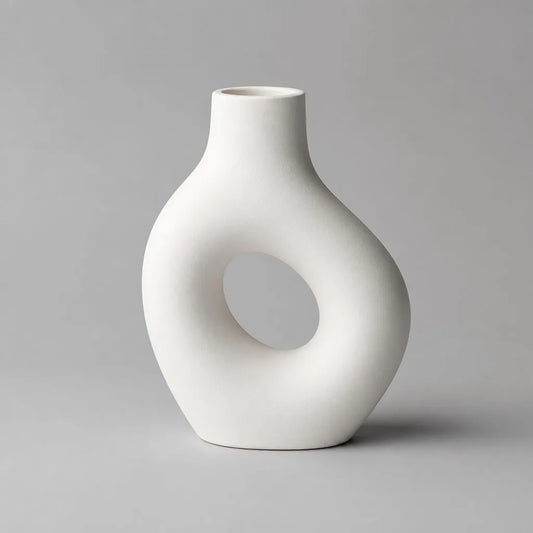 Nordic Minimalist Ceramic Vase - Front View